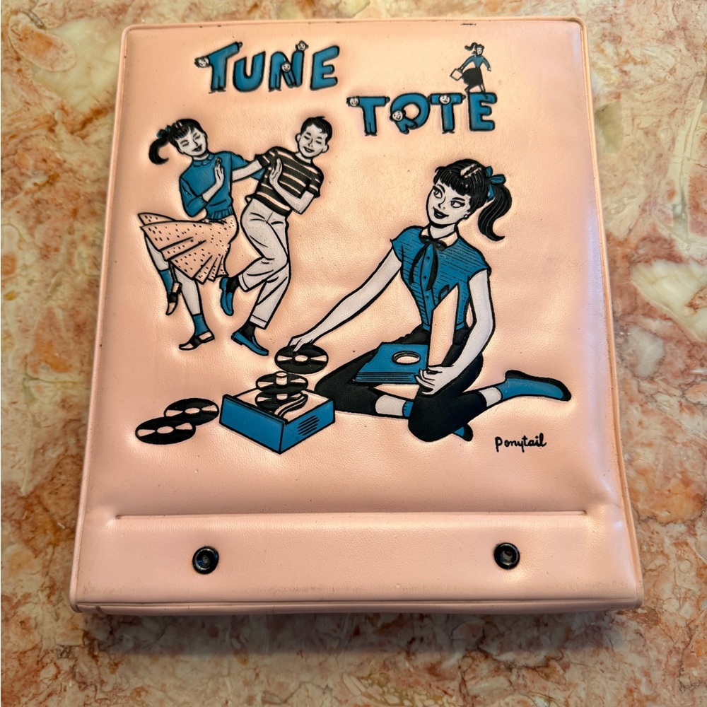 Vintage Pink Tune Tote Record Holder